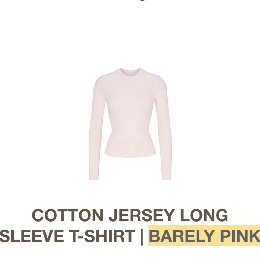 SKIMS Barely Pink Cotton Jersey Long Sleeve T-Shirt
